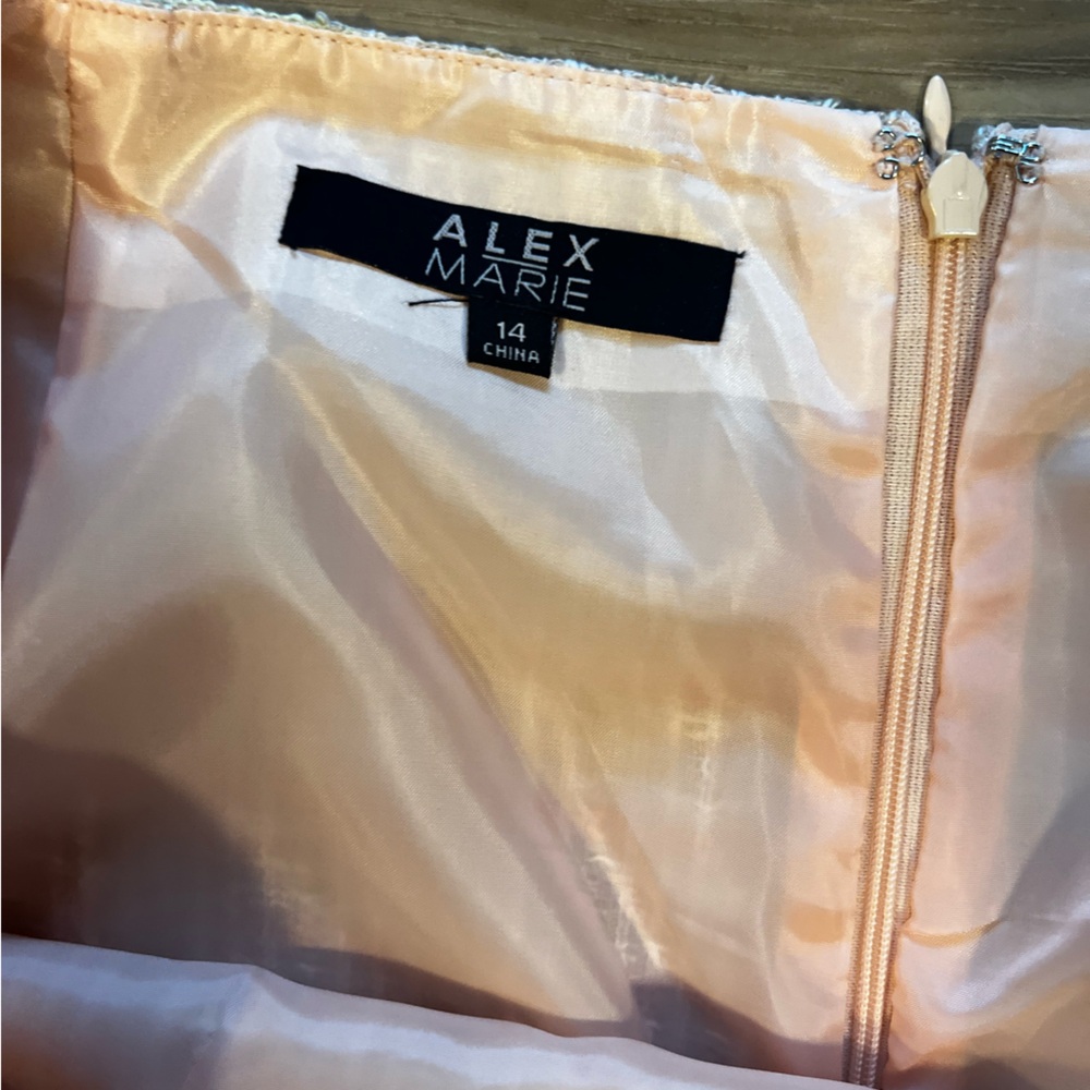 Alex Marie Pink and Tan Tweed Pencil Skirt - Picture 3 of 5